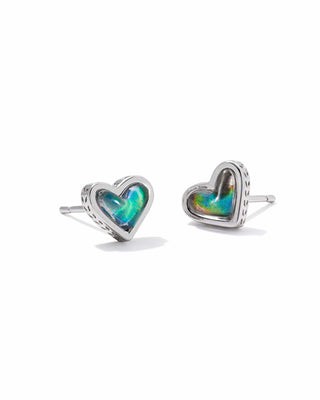 Kendra Scott Accessories Framed Ari Heart Stud Earring Silver Moon Stone