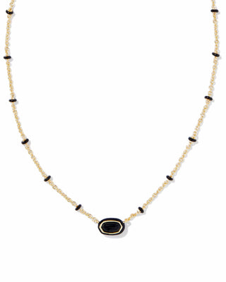 Kendra Scott Accessories Mini Elisa Enamel Framed Pendant Necklace Gold Black Agate
