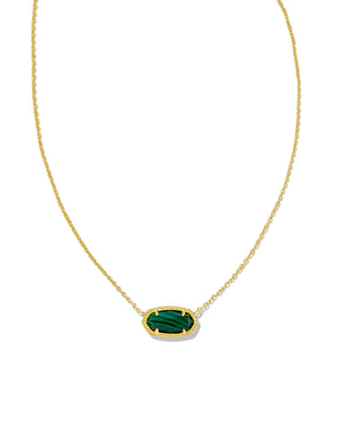 Elisa Gold Necklace Green Malachite