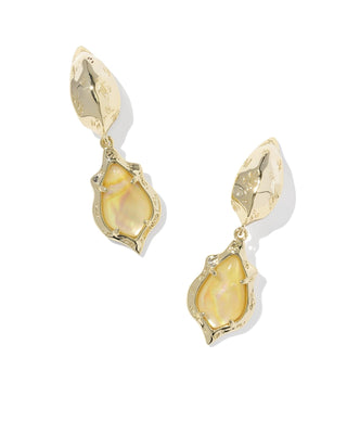 Kendra Scott Jewelry - Earrings Adriana Gold Scallop Frame Huggie Earrings Yellow Iridescent Abalone