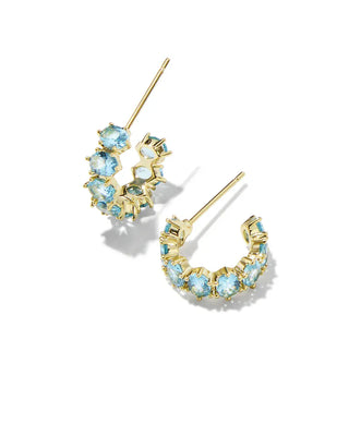 Kendra Scott Jewelry - Earrings Cailin Gold Crystal Huggie Earrings Aqua Crystal