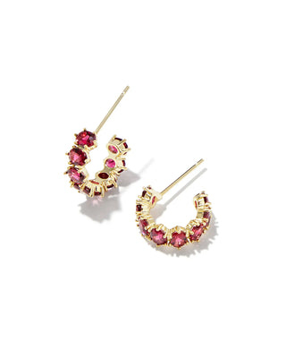 Kendra Scott Jewelry - Earrings Cailin Gold Crystal Huggie Earrings Burgundy Crystal