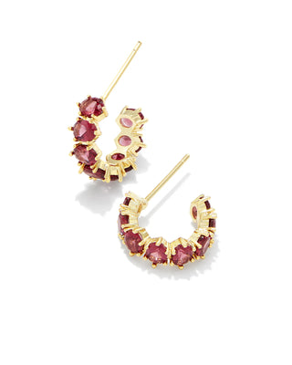 Kendra Scott Jewelry - Earrings Cailin Gold Crystal Huggie Earrings Red Crystal