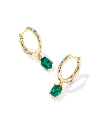 Kendra Scott Jewelry - Earrings Cailin Gold Single Stone Huggie Teal Green