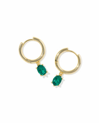 Kendra Scott Jewelry - Earrings Cailin Gold Single Stone Huggie Teal Green