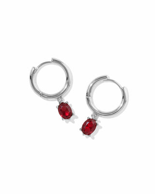 Kendra Scott Jewelry - Earrings Cailin Silver Single Stone Huggie Red