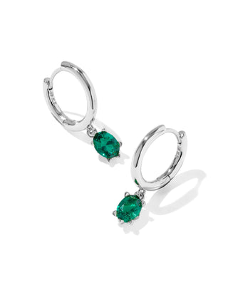 Kendra Scott Jewelry - Earrings Cailin Silver Single Stone Huggie Teal Green
