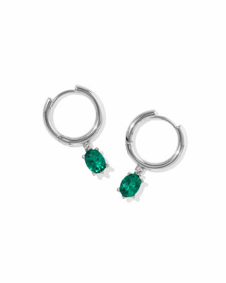 Kendra Scott Jewelry - Earrings Cailin Silver Single Stone Huggie Teal Green