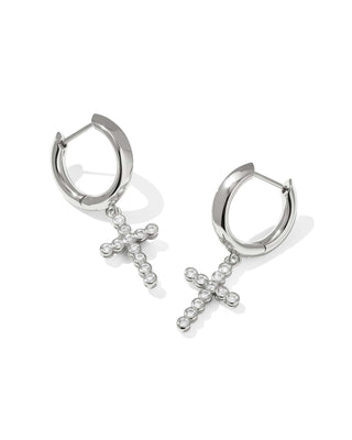 Kendra Scott Jewelry - Earrings Cross Silver Crystal Huggie Earrings.