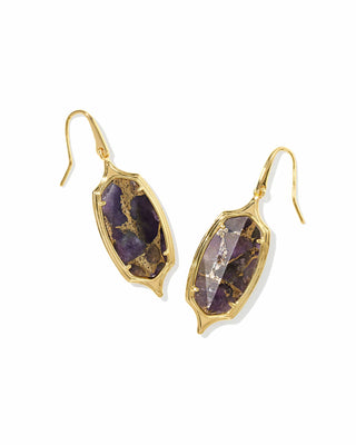 Kendra Scott Jewelry - Earrings Dani Stepped Frame Gold Drop Earrings Bronze Veined Purple Amethyst