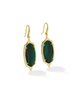 Kendra Scott Jewelry - Earrings Dani Stepped Frame Gold Drop Earrings Green Malachite