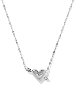 Kendra Scott Jewelry - Necklaces Ari Heart Arrow Silver Short Pendant Necklace Pink Opalescent Resin
