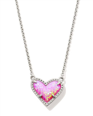 Kendra Scott Jewelry - Necklaces Ari Heart Silver Pendant Necklace Bubblegum Pink