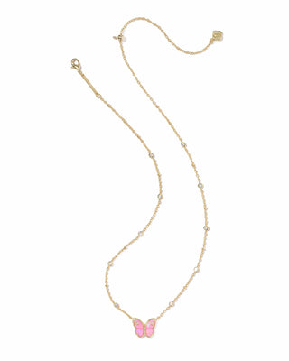 Kendra Scott Jewelry - Necklaces Cailey Gold Butterfly Short Pendant Necklace Pink Opalescent Resin