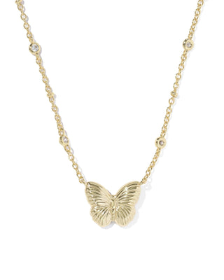 Kendra Scott Jewelry - Necklaces Cailey Gold Butterfly Short Pendant Necklace Pink Opalescent Resin