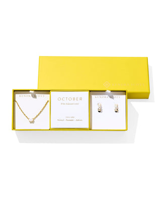 Kendra Scott Jewelry - Necklaces Cailin Birthstone Gift Set Gold White Iridescent Crystal 12/25