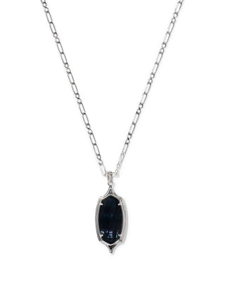 Kendra Scott Jewelry - Necklaces Dani Stepped Frame Silver Long Pendant Necklace Dark Indigo Illusion