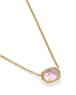 Kendra Scott Jewelry - Necklaces Daphne Gold Frame Short Pendant Necklace Light Pink MOP