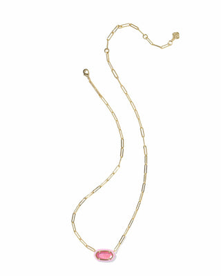 Kendra Scott Jewelry - Necklaces Elisa Enamel Frame Gold Paperclip Necklace Bright Pink
