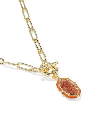 Kendra Scott Jewelry - Necklaces Elisa Gold Enamel Link & Chain Necklace Orange Goldstone