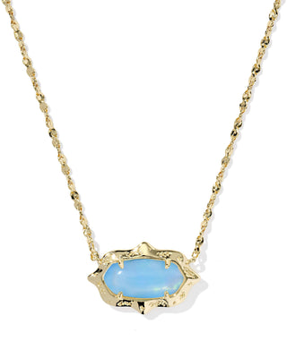 Kendra Scott Jewelry - Necklaces Elisa Gold Scallop Frame Short Pendant Necklace Sky Blue Iridescent Abalone
