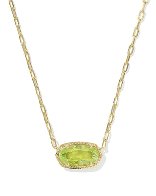 Kendra Scott Jewelry - Necklaces Elisa Luxe Gold Short Pendant Necklace Light Green CZ