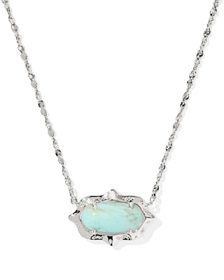 Kendra Scott Jewelry - Necklaces Elisa Silver Scallop Frame Short Pendant Necklace Sea Green Chrysocolla