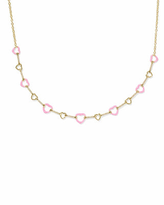 Kendra Scott Jewelry - Necklaces Haisley Heart Gold Strand Necklace Pink Pearlescent Enamel