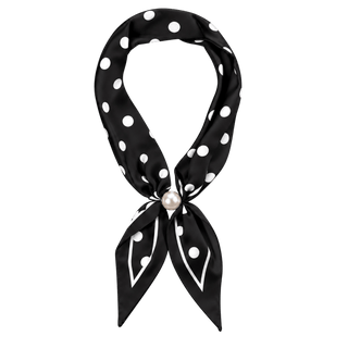 Kenze Penne, Inc. Accessories - Scarves Black/Whit Polka Dot Scarf Necklace w/Magnetic Pearl