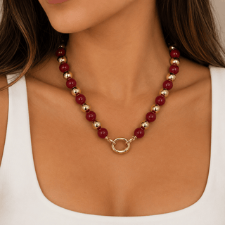 Kenze Penne, Inc. Jewelry - Necklaces Beaded Charm Necklace Burgundy