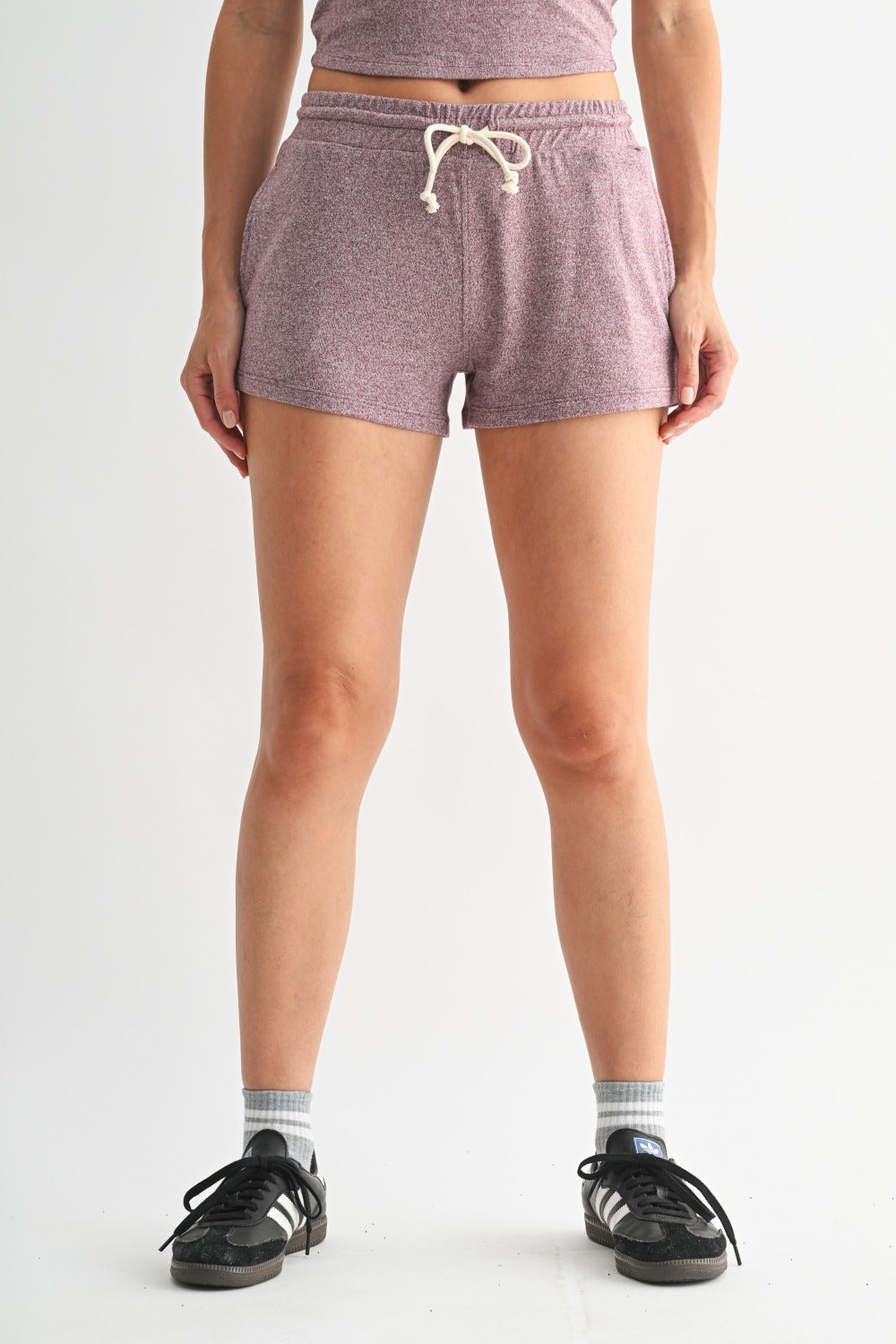 Brushed Hacci Lounge Shorts Dark Plum