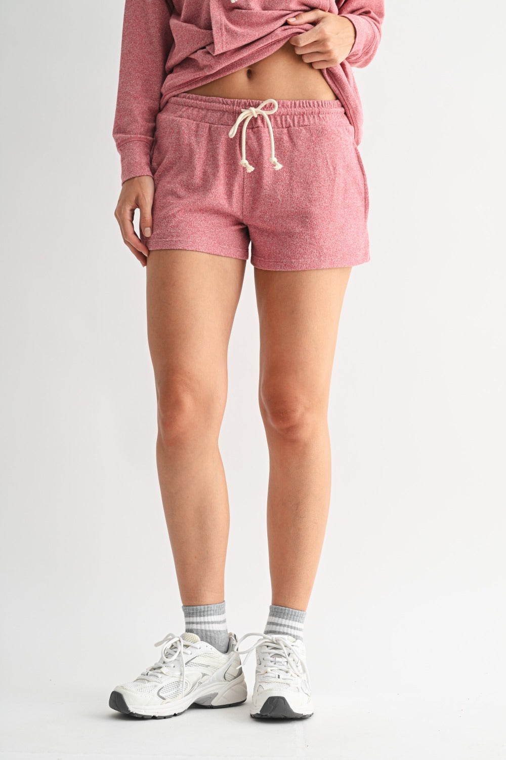 Brushed Hacci Lounge Shorts Garnet Red