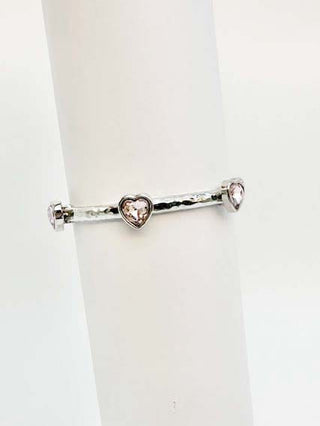 Meghan Browne Style Jewelry - Bracelets Silver Stretch Bracelet w/Stationed Pink Hearts Gold or Silver