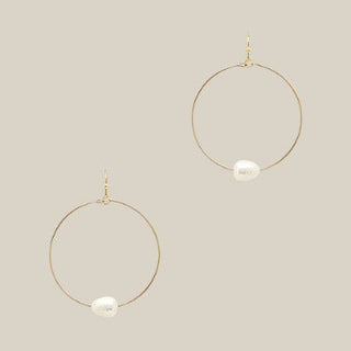 Meghan Browne Style Jewelry - Earrings Gold Wyatt Hoop Earrings w/Pearl Accent Gold or Silver