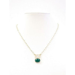 Meghan Browne Style Jewelry - Necklaces Dulla Oval Emerald and Clear Pendant Necklace