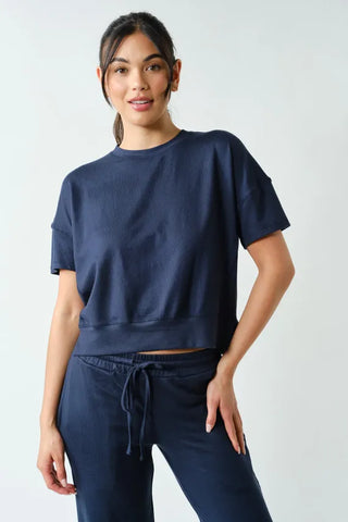 Mono b Loungewear- Sleepwear - Bottoms Brushed Hacci Lounge Shorts Navy