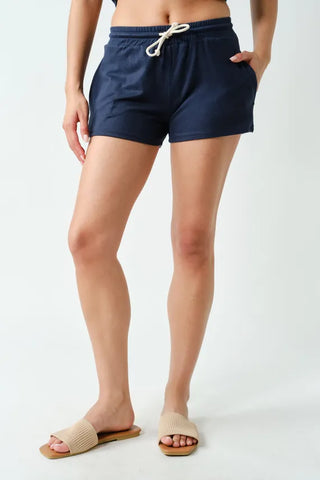 Mono b Loungewear- Sleepwear - Bottoms Sm Brushed Hacci Lounge Shorts Navy