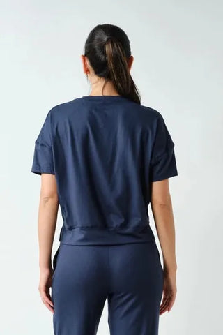 Mono b Loungewear- Sleepwear - Tops Brushed Hacci Dolman Short Sleeve Top Navy