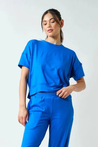 Mono b Loungewear- Sleepwear - Tops Sm Brushed Hacci Dolman Short Sleeve Top Deep Indigo