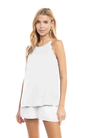 Naked Zebra Tops - Camisole Sm Scallop Tank Top Off White