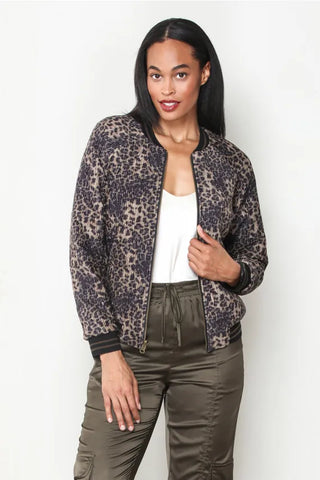 Paparazzi Outerwear - Jackets Sm Reversible Print Panne Velvet Baseball Jacket