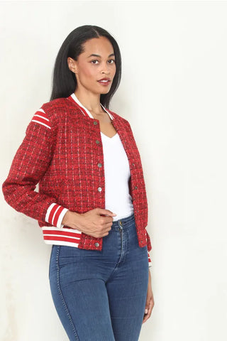Paparazzi Outerwear - Jackets Tweed Varsity Bomber w/Ribbed Trim