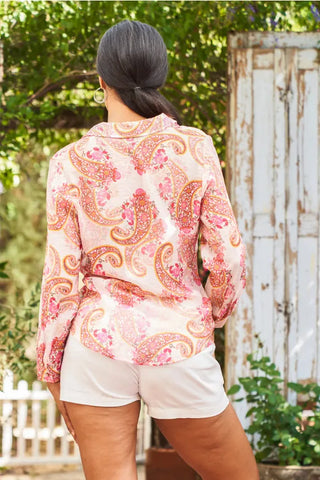 Paparazzi Tops - Blouse Print Voile Long Sleeve Shirt