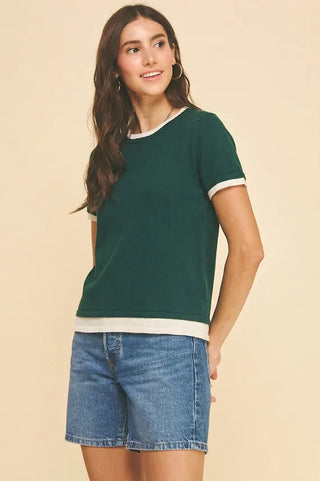Pinch Tops - Sweaters Double Layered knit Top Hunter Green