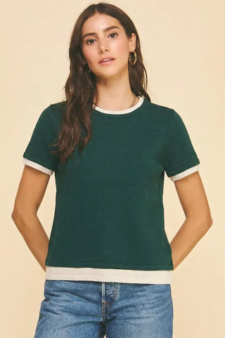 Pinch Tops - Sweaters Double Layered knit Top Hunter Green