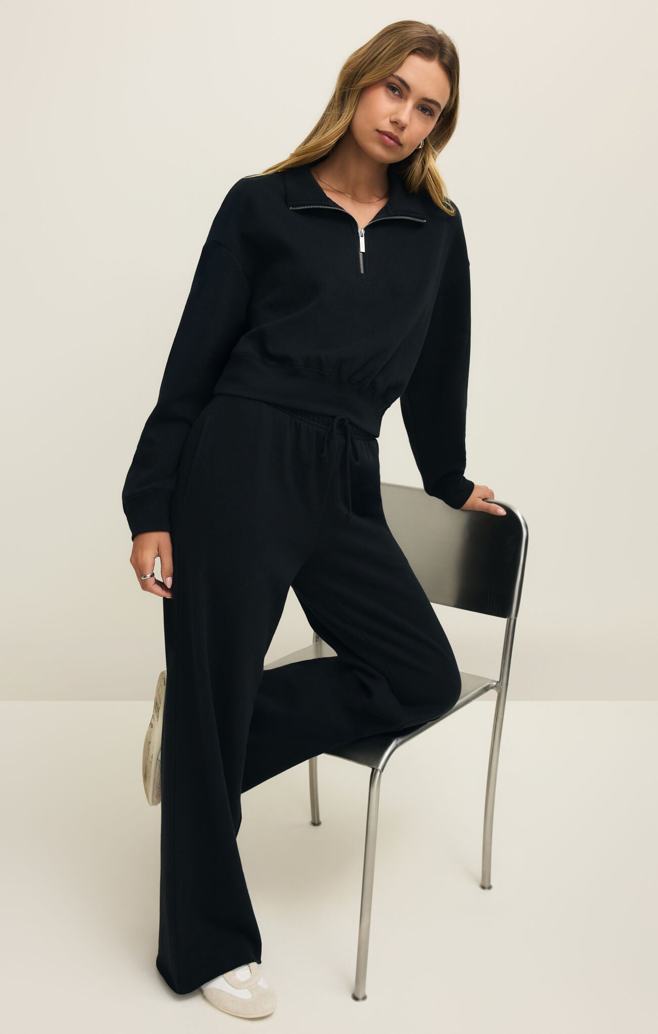 Downtown Wide Leg Sweatpant Black