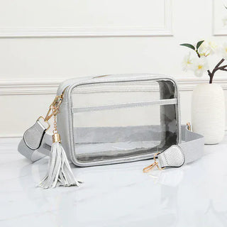 Queens Designs Accessories - Handbags Gameday Stadium Rectangle Clear Crossbody Bag Silver
