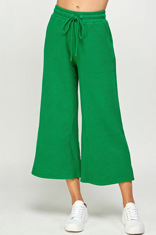 See And Be Seen bottoms - Sweatpants Sm Textured Cropped Wide Leg Pant Green
