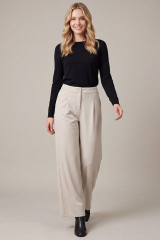 She + Sky Bottoms - Pants Sm Front Pleated Knit Pants Stone