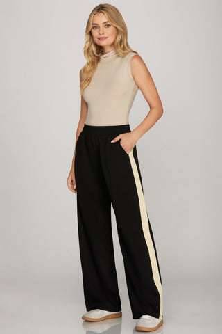 She + Sky bottoms - Sweatpants Sm Soft Knit Pants w/ Contrast Side Tape